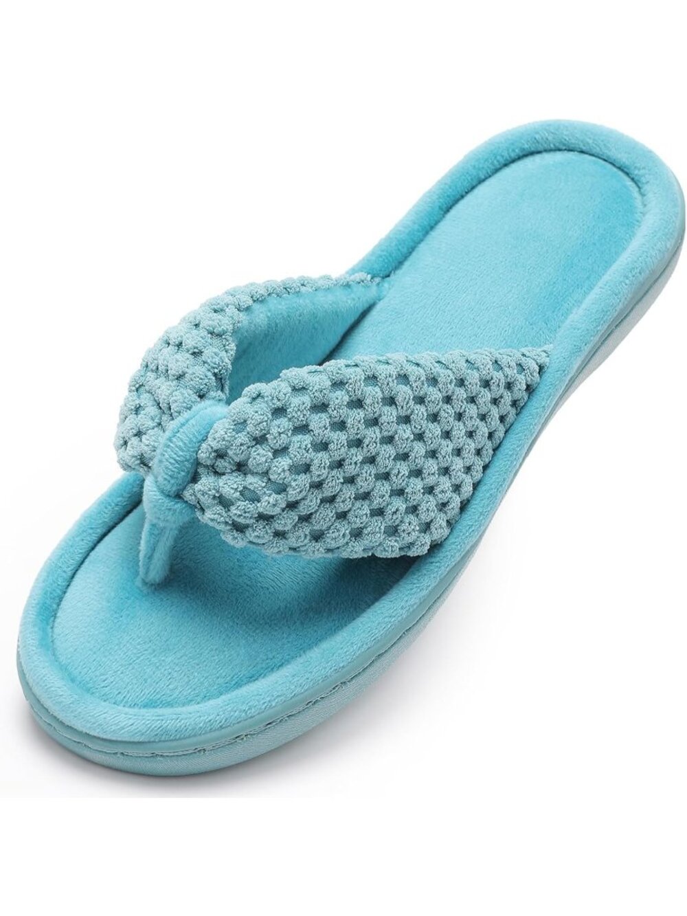 Women's Blue Memory Foam Flip Flop Slippers Adjustable Thong Comfort Casual